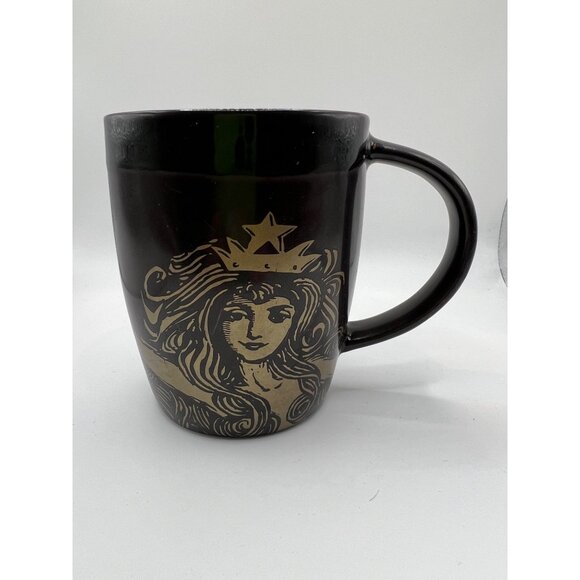 Starbucks Brown & Gold Siren Mermaid 2012 Anniversary Collectible Mug Coffee Tea - Picture 1 of 7